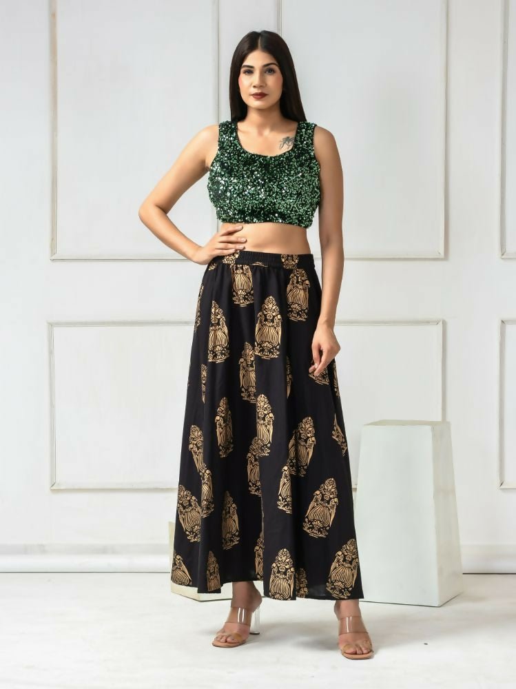 Amodini Designer Studio Women's Velvet Green Sleeveless Blouse