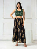 Amodini Designer Studio Women's Velvet Green Sleeveless Blouse