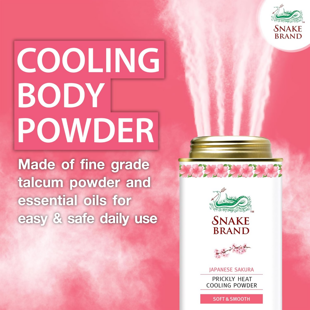 Snake Brand Japanese Sakura Prickly Heat Cooling Talcum Powder