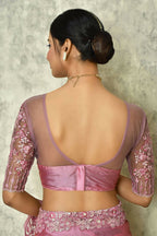 Pink Silk Plain Saree with Blouse Piece - Purvi