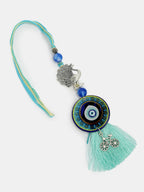 NVR Women & Men Set of 2 Blue Evil Eye & Beaded Bhaiya Bhabi Rakhi With Roli Chawal & Chocolate - Distacart