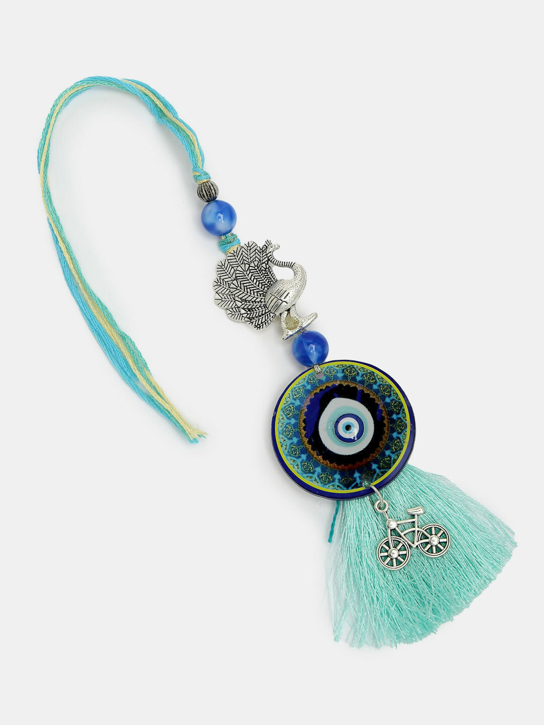 NVR Women & Men Set of 2 Blue Evil Eye & Beaded Bhaiya Bhabi Rakhi With Roli Chawal & Chocolate - Distacart