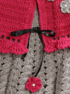 ChutPut Hand knitted Crochet Maharani Wool Dress For Baby Girls - Pink