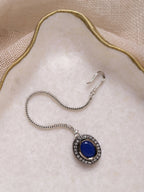 Women's Blue Silver-Toned Kundan Studded Maang Tikka - Ruby Raang - Distacart