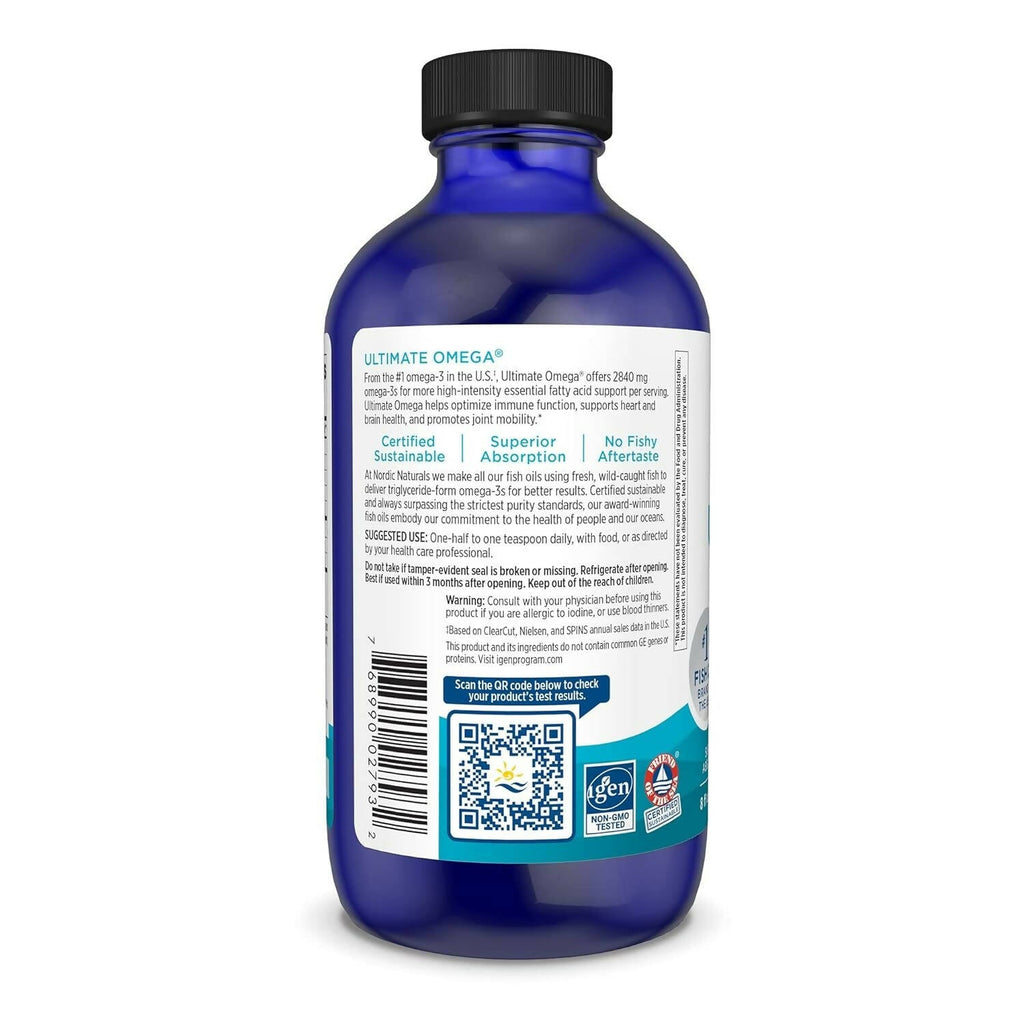 Nordic Naturals Ultimate Omega 3 Fish Oil Liquid - Lemon Flavor - Distacart