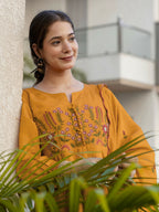 The52 Women's Beautiful Cotton Fabric Thread Work Straight Kurta Pant and Dupatta Set - Distacart