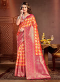 Orange Patola Silk Zari Woven Design Saree with Unstitched Blouse Piece - Aachal