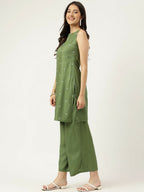Joban Fashion Green Rayon and Embroidered Work Straight Kurta Bottom Set