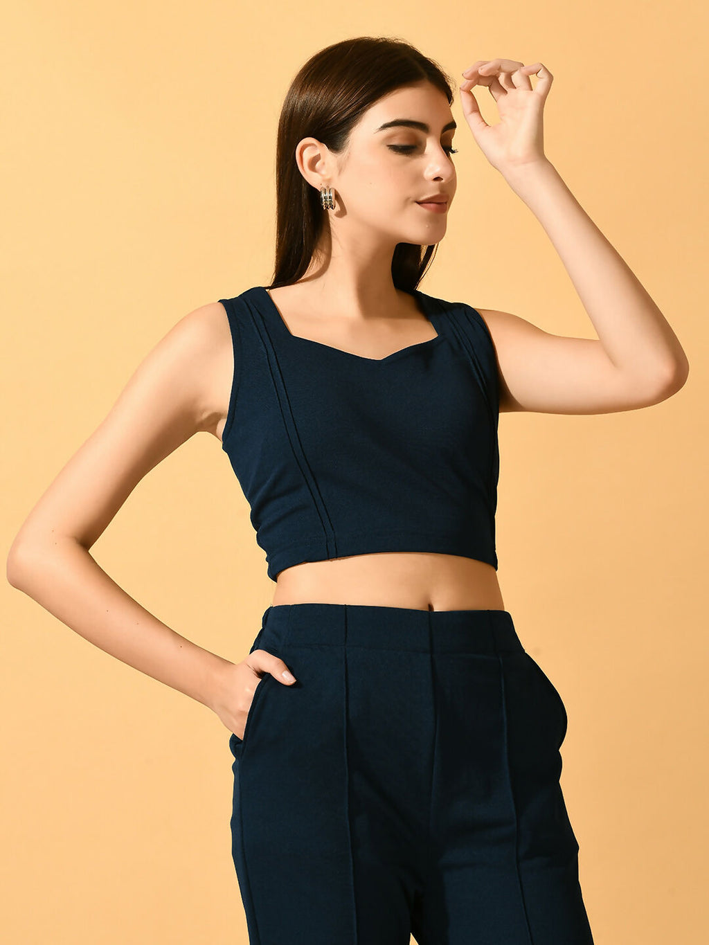 Myshka Women's Navy Blue Solid Party Top