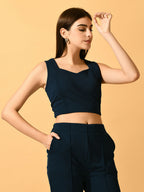 Myshka Women's Navy Blue Solid Party Top