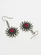 NVR Women's Silver-Toned Artificial Stones German Silver Oxidised Drop Earrings - Distacart