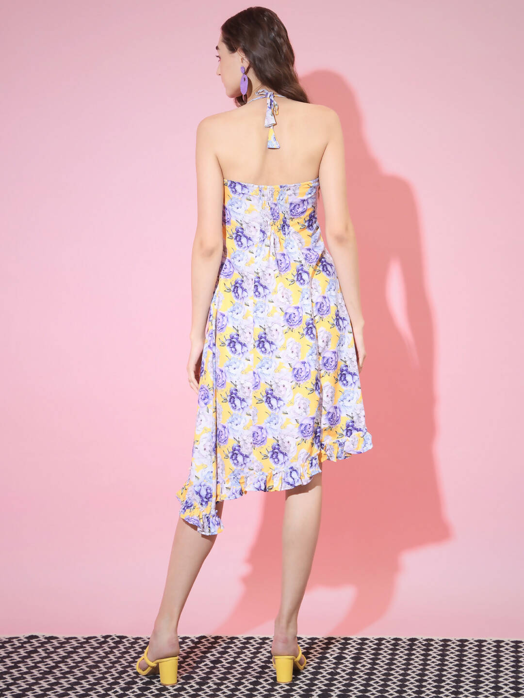 Myshka Women's Multi Floral Printed Fit and Flare Dress - Distacart