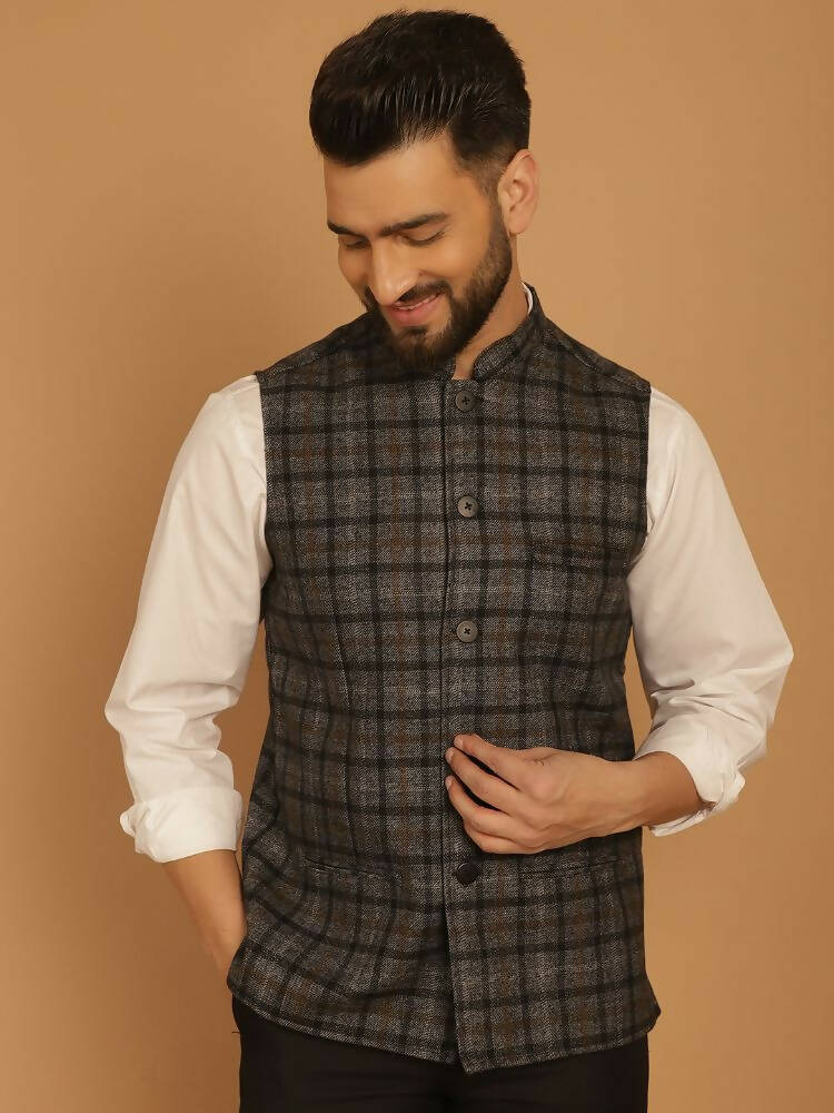 Even Apparels Pure Wool Nehru Jacket - Grey