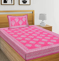 Vamika Printed Cotton Pink & White Combination Bedsheet With Pillow Covers (LEOC_BATIK_PINK)