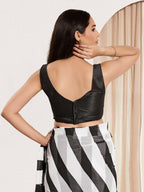 Joban Fashion Black Mulberry Silk Padded Blouse With Round Neck Sleeveless - Distacart