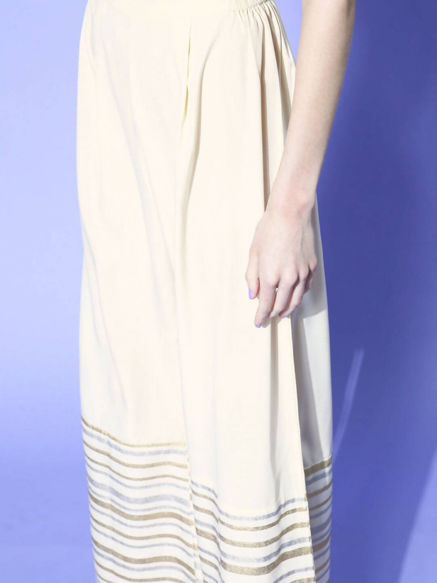 Ahalyaa Women Off White Colour Crepe Printed Top Palazzo Set - Distacart