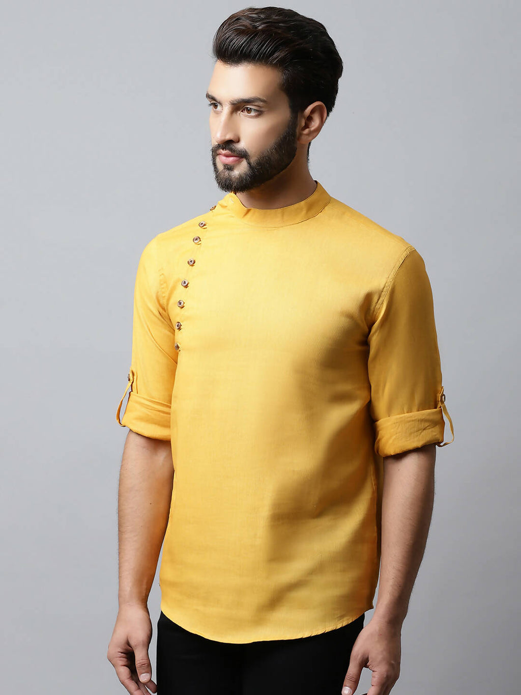Even Apparels Yellow Color Pure Cotton Men's Kurta With Side Placket (MMS1130) - Distacart