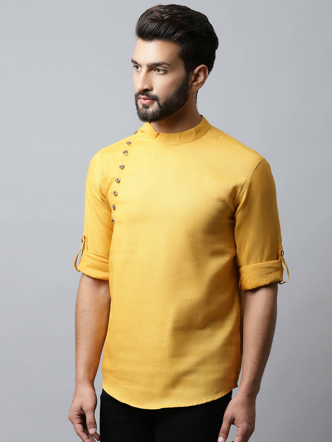 Even Apparels Yellow Color Pure Cotton Men's Kurta With Side Placket (MMS1130) - Distacart
