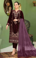 Anaita Purple Velvet Suit with Embroidery Sequence Work - Distacart