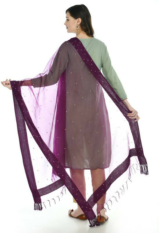 Mominos Fashion Moeza Organza Stone Work Purple Dupatta