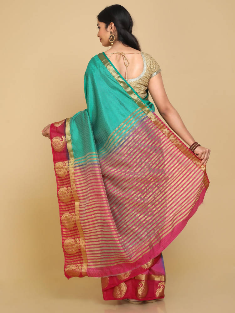 Kalamandir Woven Design Green Pashmina Saree