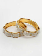 NVR Women's Set of 2 Gold-Plated Pearl Handcrafted Traditional Bangles - Distacart