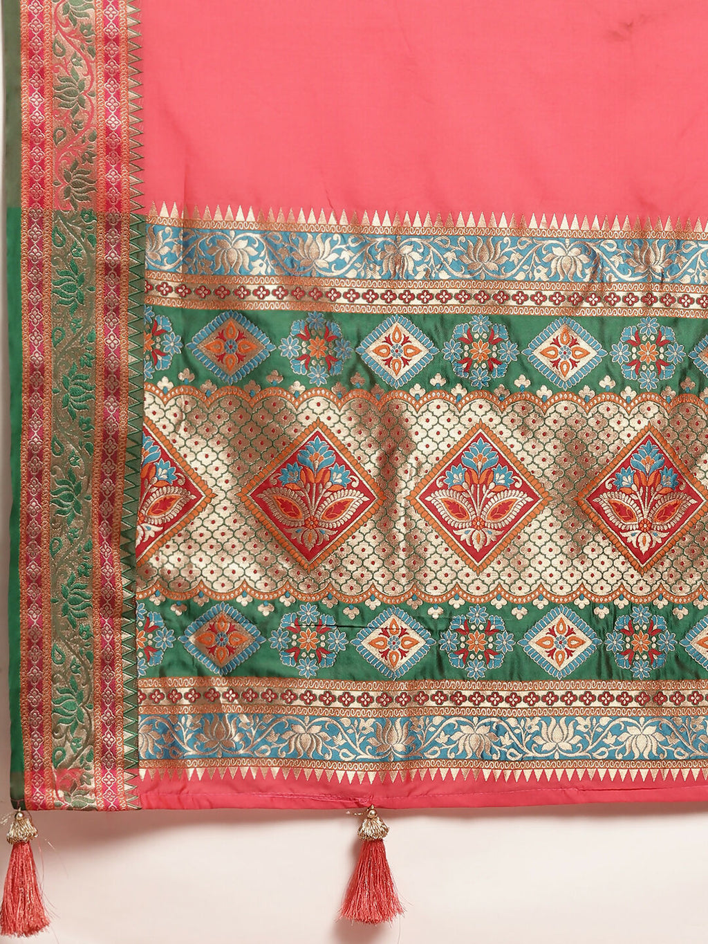 Shree Shyam Fashion Silk Blend Gajari Saree - Distacart