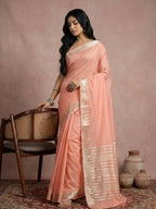 Shree Shyam Fashion Peach Cotton Saree - Distacart