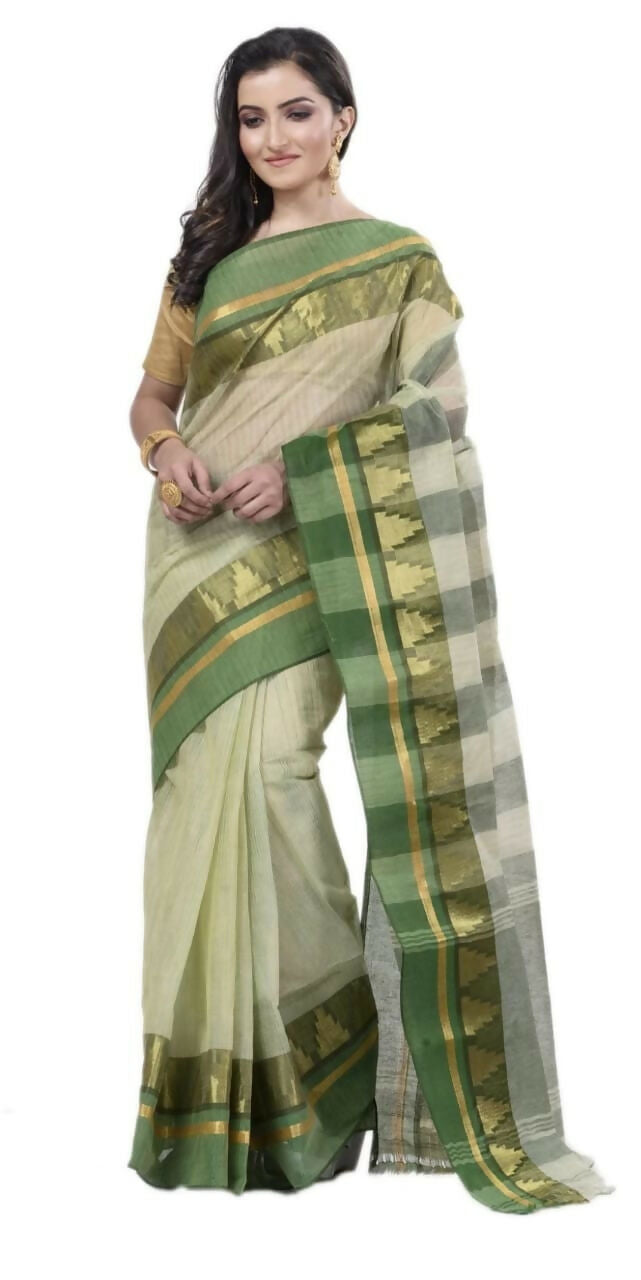 Exclusive Collection Off White 100% Pure Cotton Tant Saree - Distacart