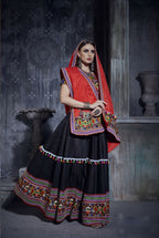 AI Fashion Black Art Silk Designer Navratri Lehenga Choli Collection