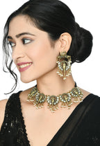 Mominos Fashion Johar Kamal Oxidised Gold-Plated Ganesha Design Necklace Choker Set - Distacart