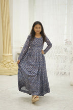 Aayaa Designer Printed Faux Georgette with Embroidery Zari Sequins-work Kids Gown
