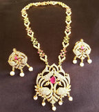 Multicolor AD peacock Bridal Necklace Set