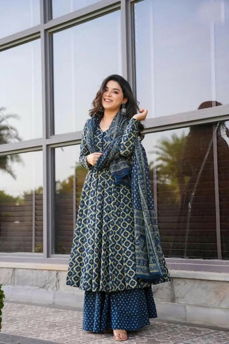 Aayaa Designer Printed Cotton Silk Suit - Multi Color