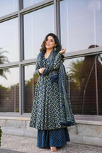 Aayaa Designer Printed Cotton Silk Suit - Multi Color