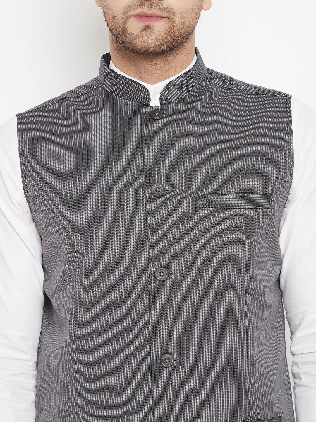 Even Apparels Grey Merino Men Woven Nehru Jacket BF708 - Distacart