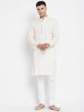 Even Apparels Cream Rayon Men's Kurta With Band Collar - Distacart