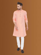 Even Apparels Men's Pure Cotton Orange Kurta