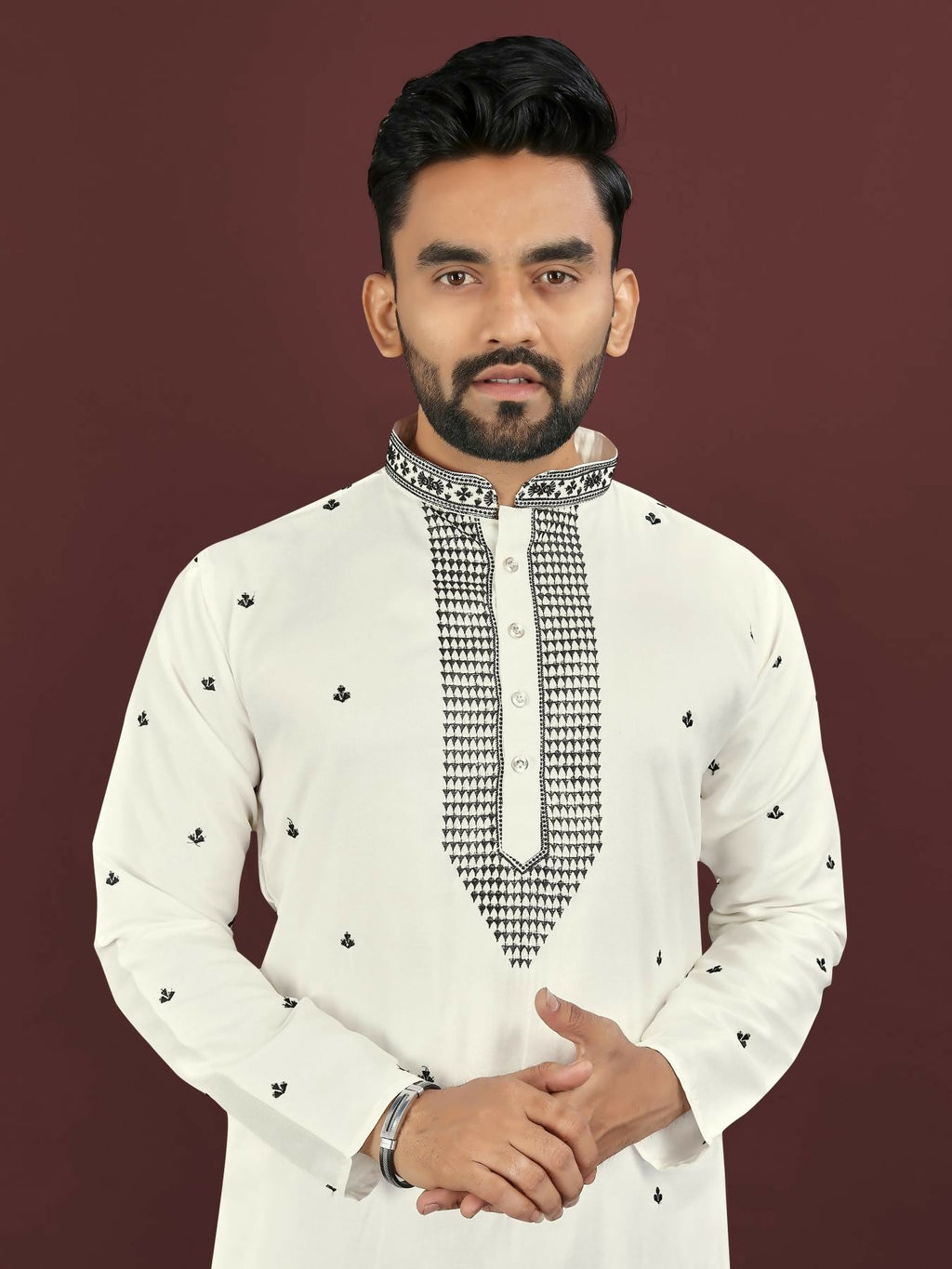 Anaita White Embroidered Silk Straight Kurta
