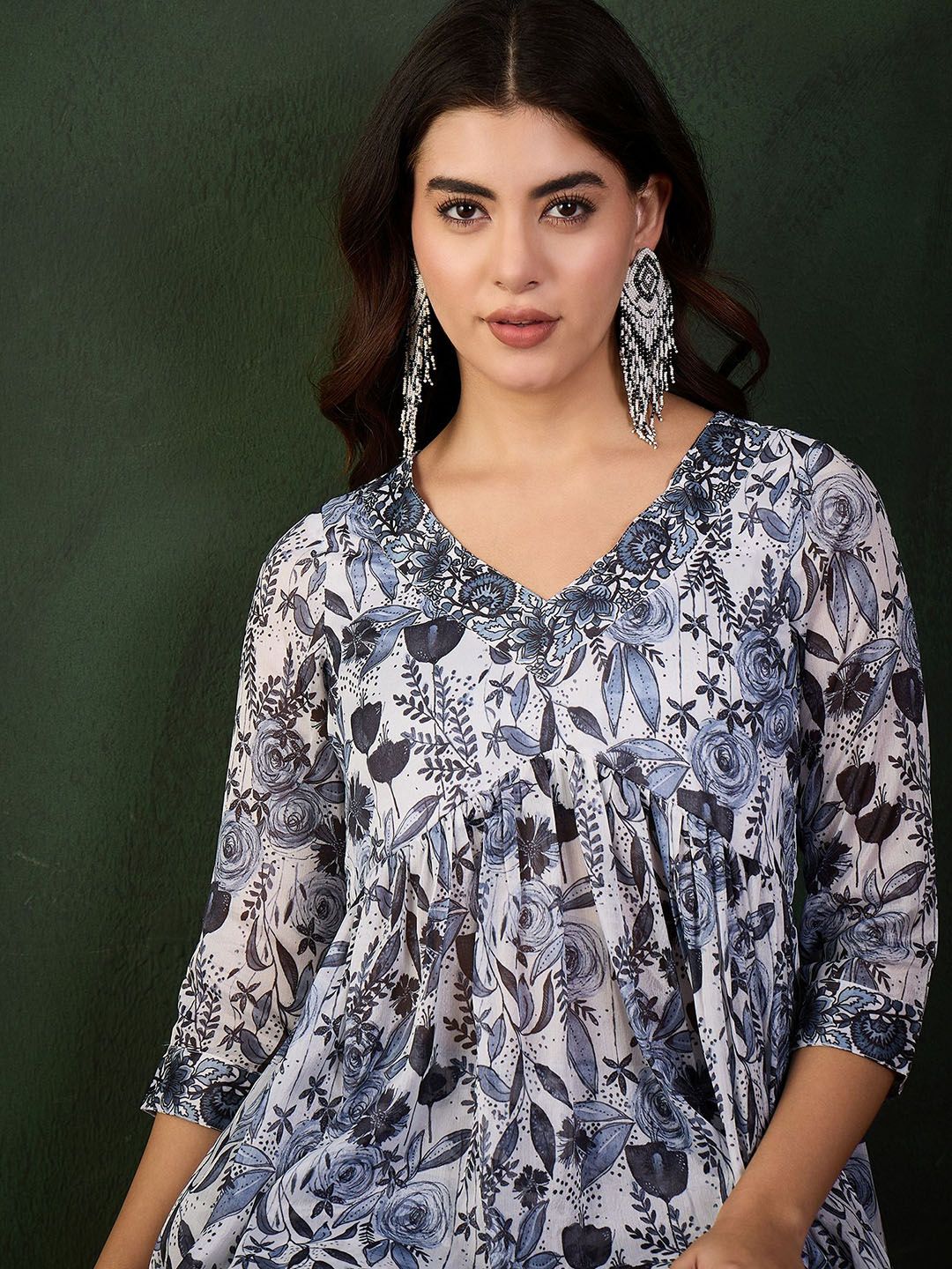 Sangria Printed Kurta With Palazzo