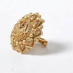 Mominos Fashion Joharkamal Gold-Polished Stone Studded Adjustable Finger Ring - Design 14