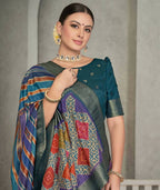 Blue Rangkat Tussar Silk Woven Design Saree with Unstitched Blouse - Mohmanthan Eshani