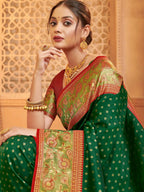 Shree Shyam Fashion Silk Blend Dark Green Saree - Distacart