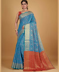 Blue Silk Woven Design Saree With Unstitched Blouse Piece - Akshita