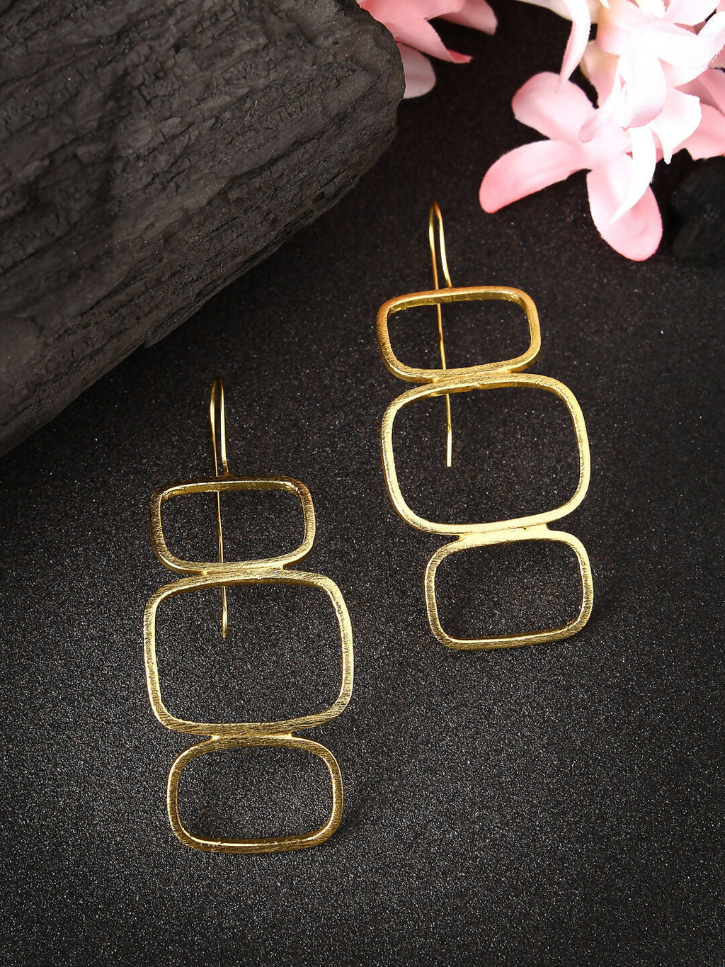 NVR Women Gold-Plated Contemporary Fish Hook Drop Earrings - Distacart