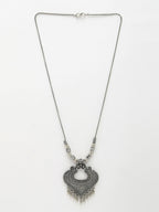 NVR Women's Silver-Toned German Silver Oxidised Pendant with Chain