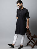 Even Apparels Black Color Linen Solid Men's Kurta With Shirt Collar (LN761) - Distacart
