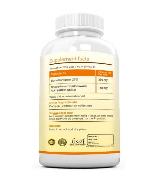 Ramini Bio Nutrition Nano Curcumin with Boswellia Veg Capsules - Distacart