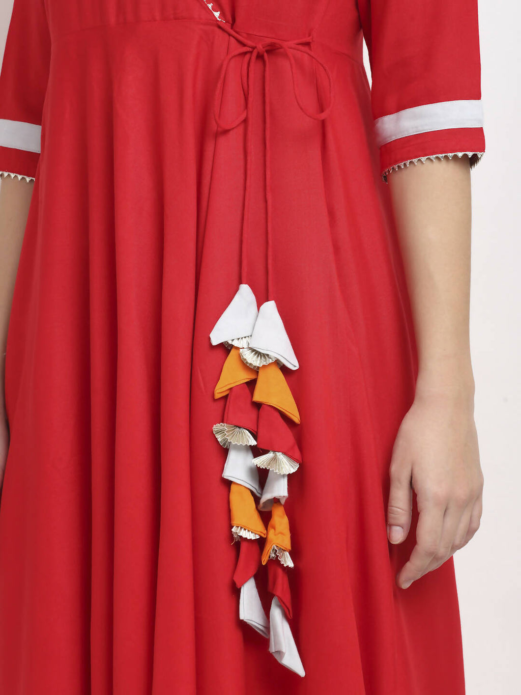 Rudra Bazaar Angrakha Red Kurti Set With Dupatta - Distacart