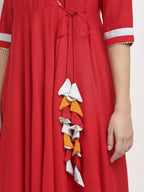 Rudra Bazaar Angrakha Red Kurti Set With Dupatta - Distacart